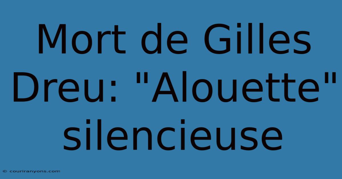 Mort De Gilles Dreu: 