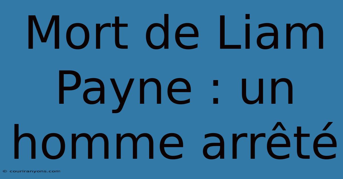 Mort De Liam Payne : Un Homme Arrêté