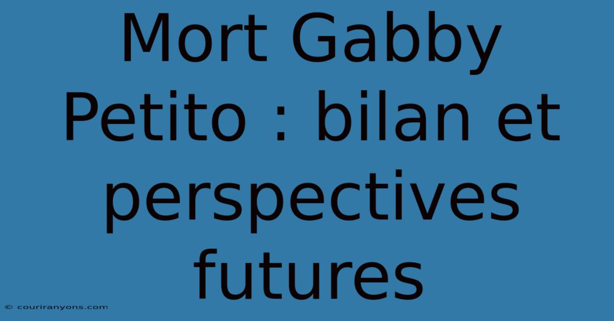 Mort Gabby Petito : Bilan Et Perspectives Futures