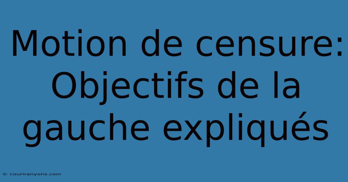 Motion De Censure: Objectifs De La Gauche Expliqués