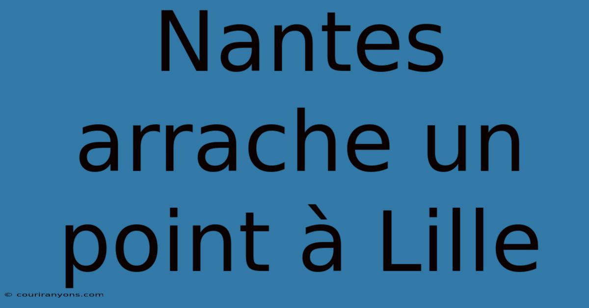 Nantes Arrache Un Point À Lille