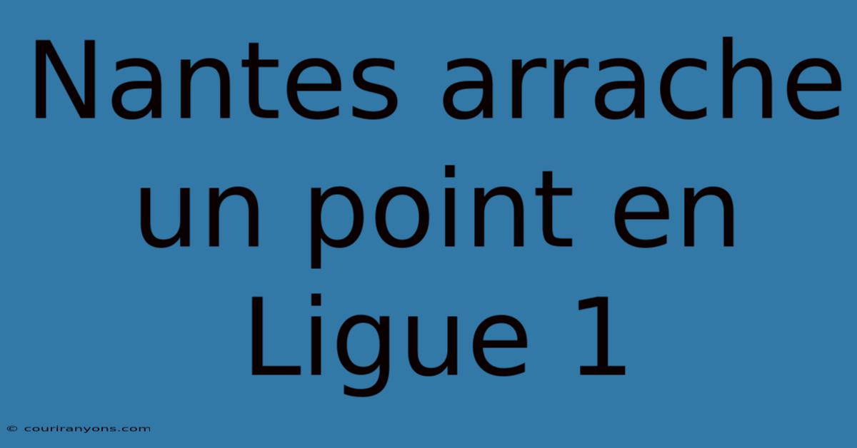 Nantes Arrache Un Point En Ligue 1