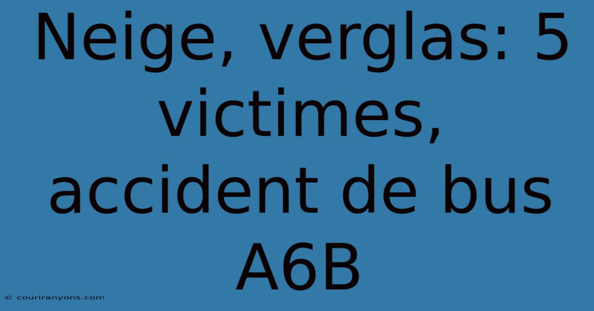 Neige, Verglas: 5 Victimes, Accident De Bus A6B