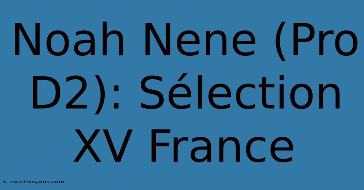 Noah Nene (Pro D2): Sélection XV France