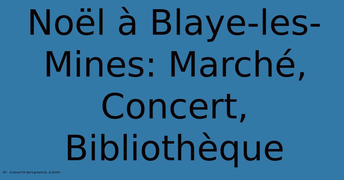 Noël À Blaye-les-Mines: Marché, Concert, Bibliothèque