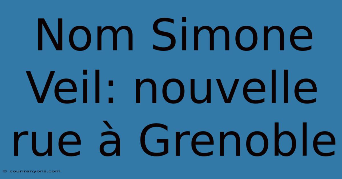 Nom Simone Veil: Nouvelle Rue À Grenoble