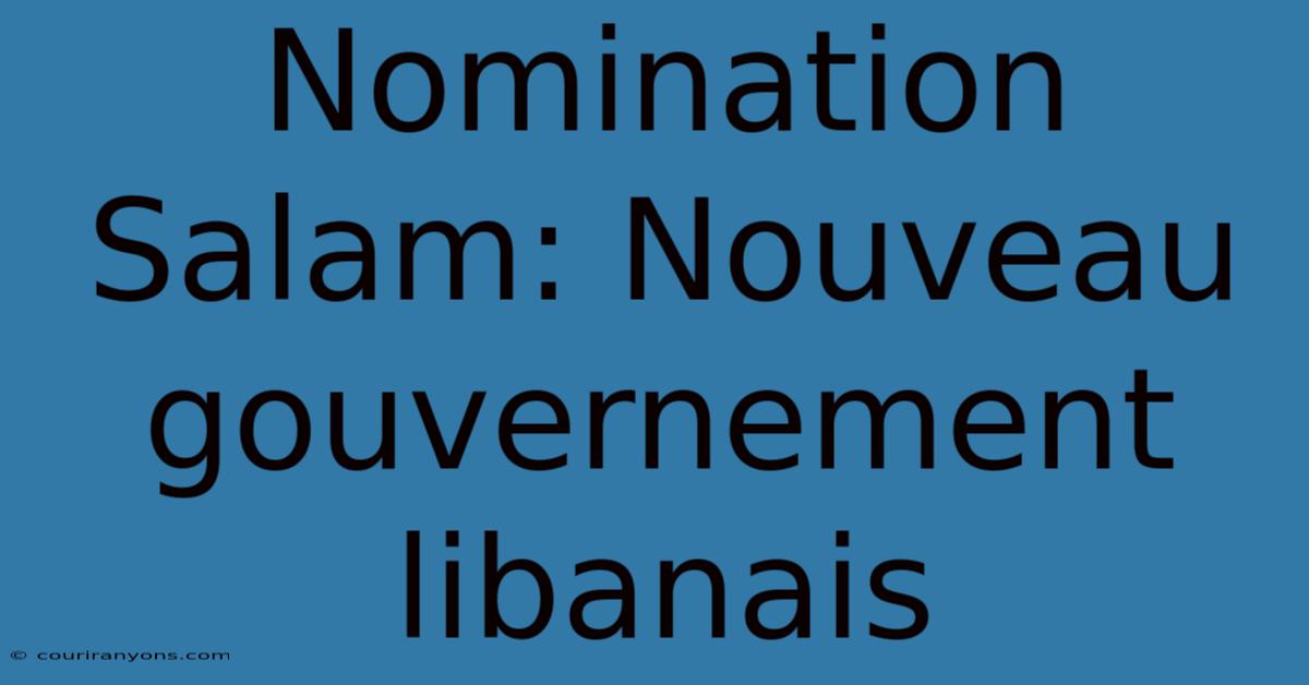 Nomination Salam: Nouveau Gouvernement Libanais