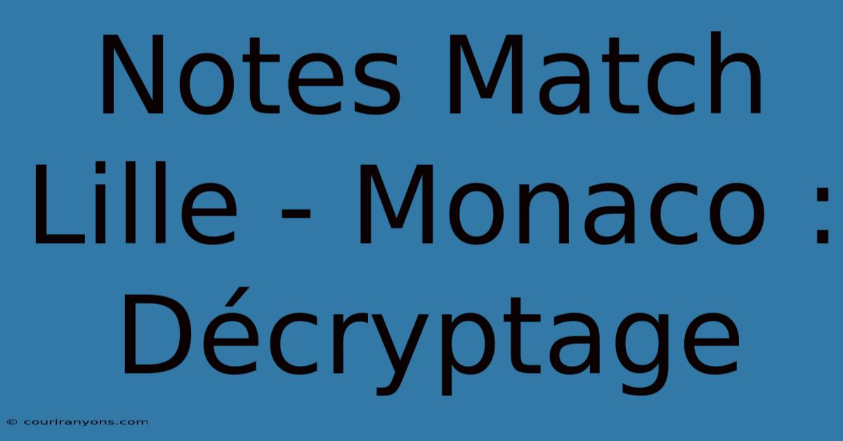 Notes Match Lille - Monaco : Décryptage