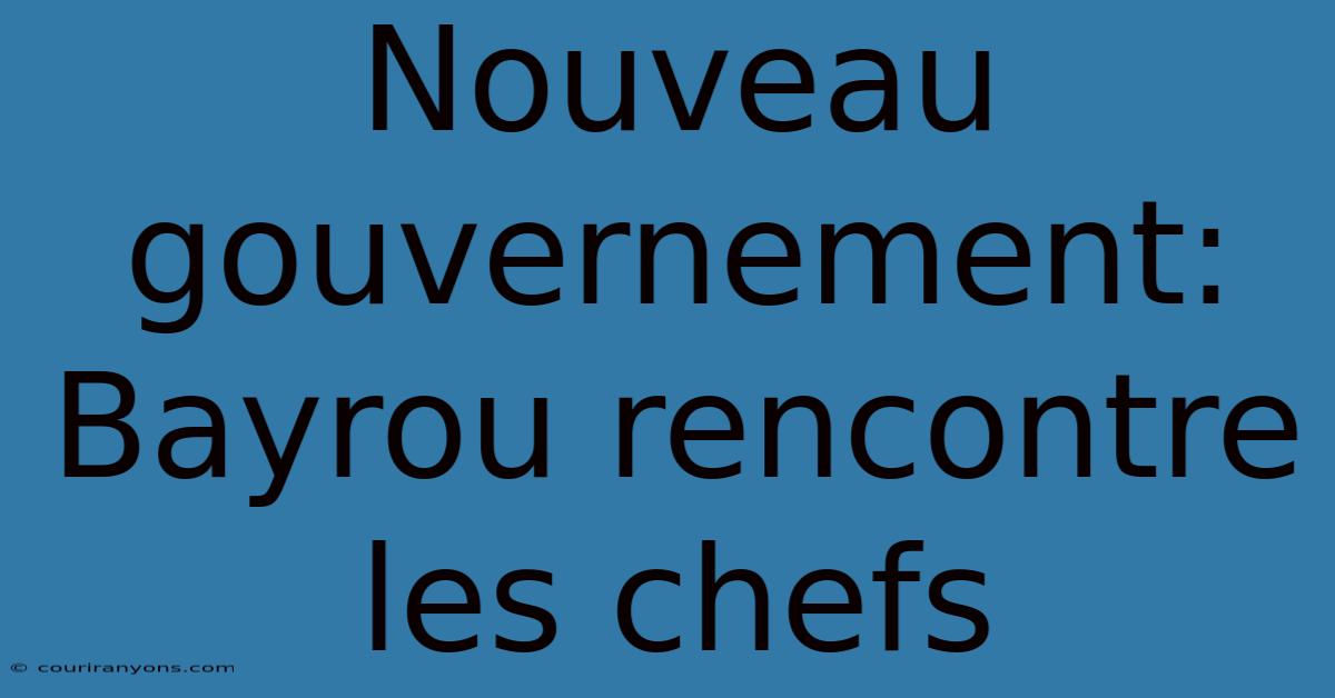 Nouveau Gouvernement: Bayrou Rencontre Les Chefs