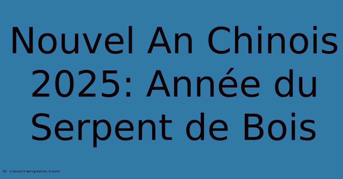 Nouvel An Chinois 2025: Année Du Serpent De Bois