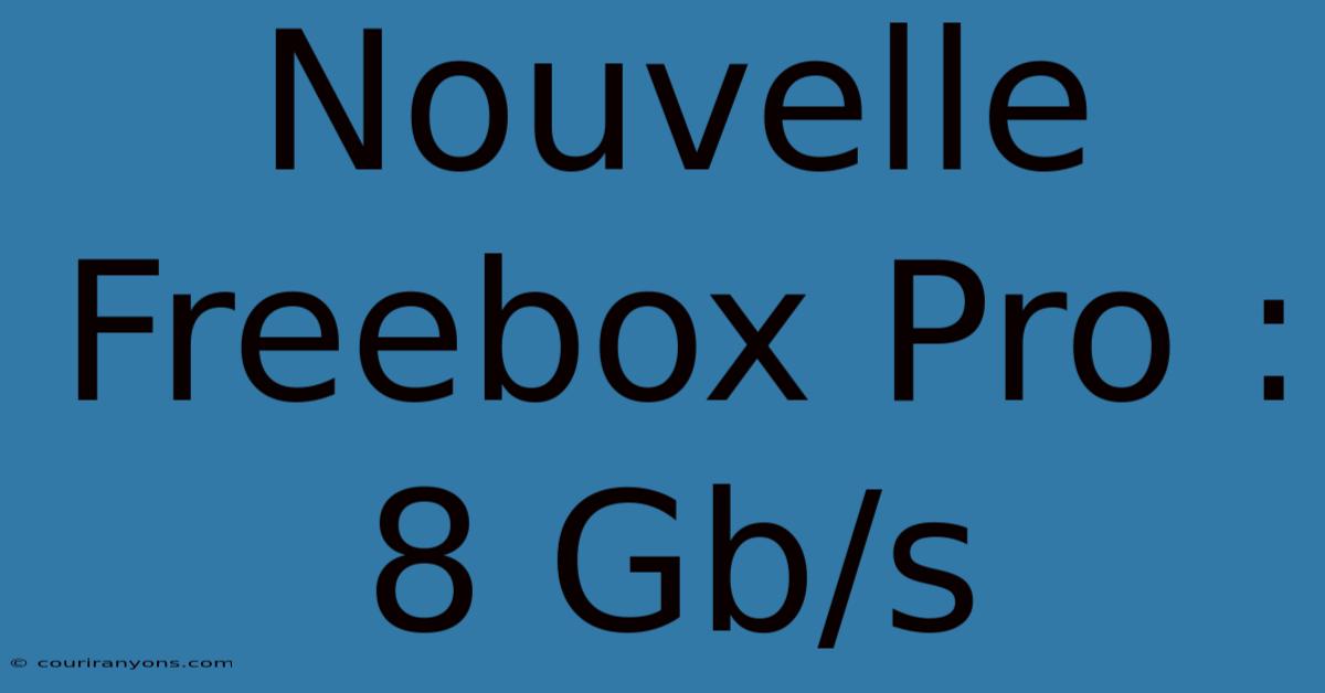 Nouvelle Freebox Pro : 8 Gb/s