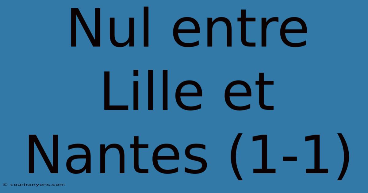 Nul Entre Lille Et Nantes (1-1)