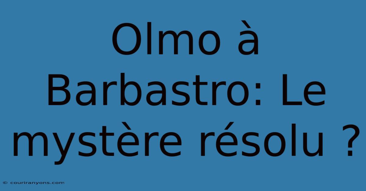 Olmo À Barbastro: Le Mystère Résolu ?