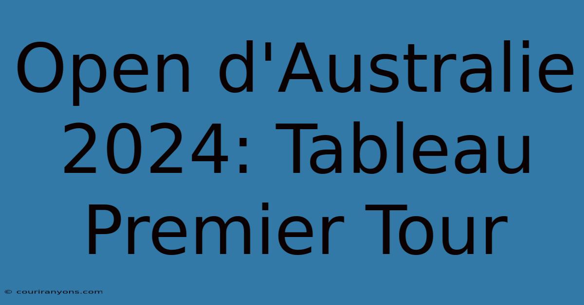 Open D'Australie 2024: Tableau Premier Tour