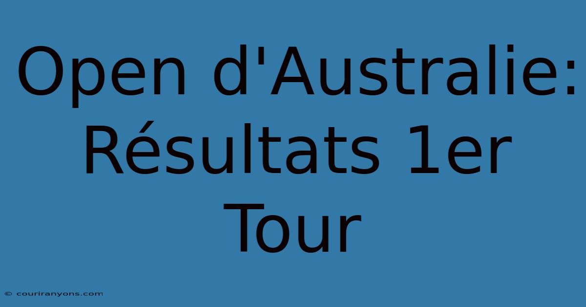 Open D'Australie: Résultats 1er Tour