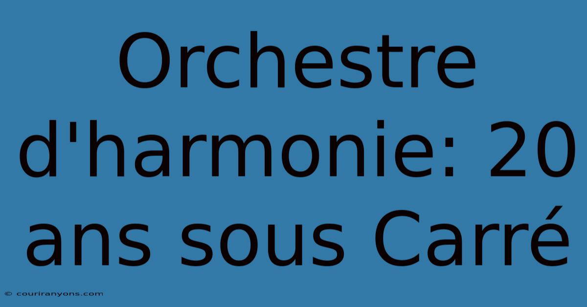 Orchestre D'harmonie: 20 Ans Sous Carré