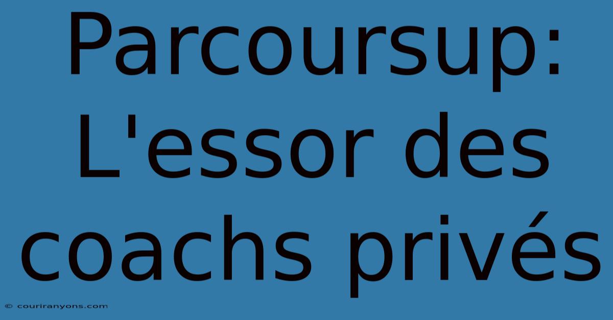 Parcoursup: L'essor Des Coachs Privés