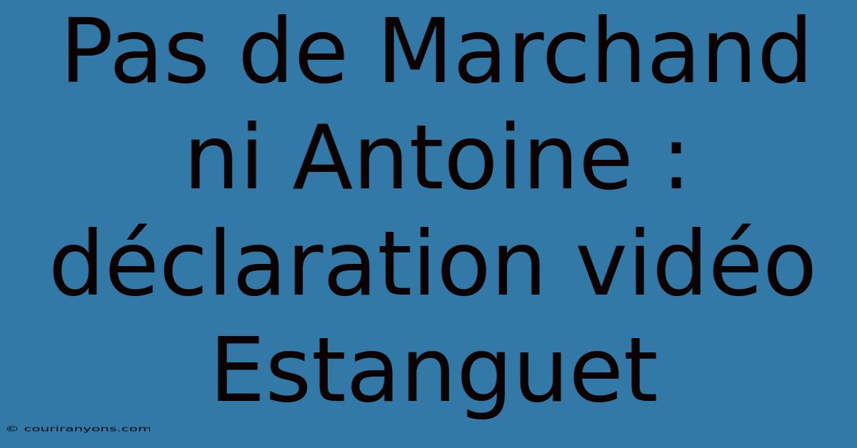 Pas De Marchand Ni Antoine : Déclaration Vidéo Estanguet