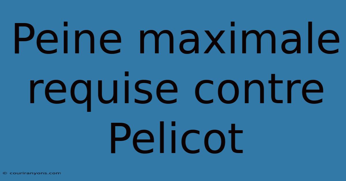 Peine Maximale Requise Contre Pelicot