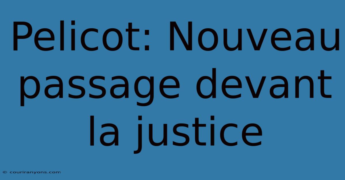 Pelicot: Nouveau Passage Devant La Justice