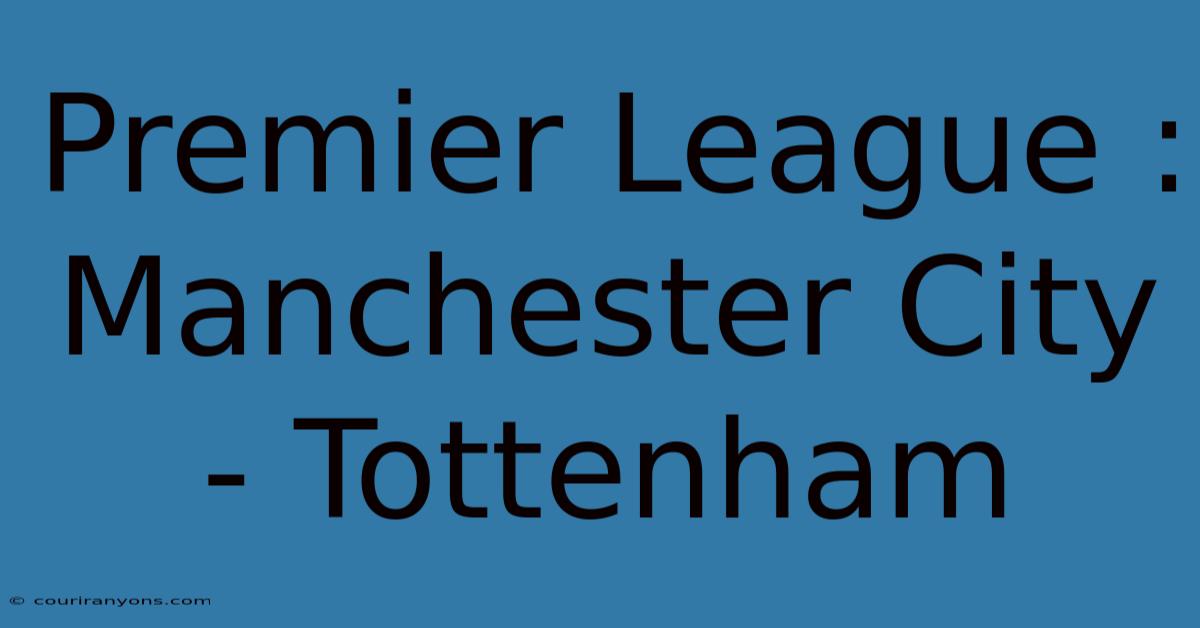 Premier League : Manchester City - Tottenham