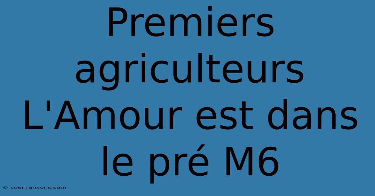 Premiers Agriculteurs L'Amour Est Dans Le Pré M6