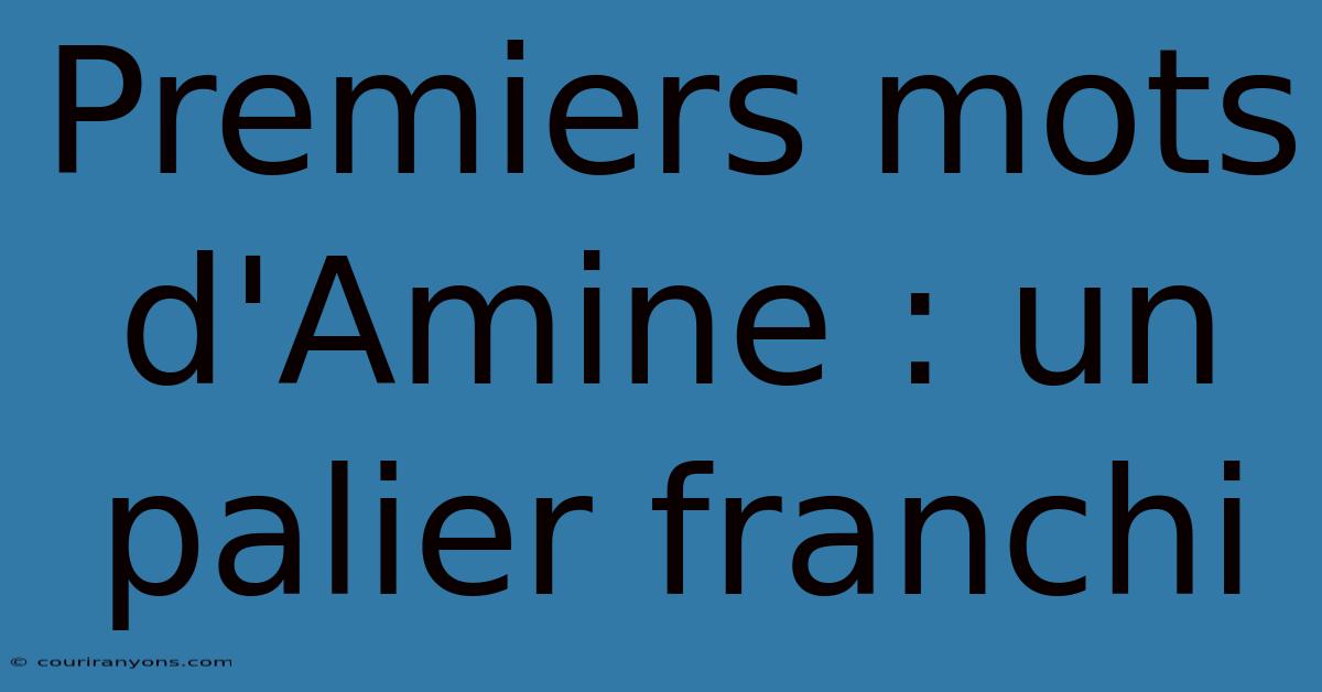 Premiers Mots D'Amine : Un Palier Franchi