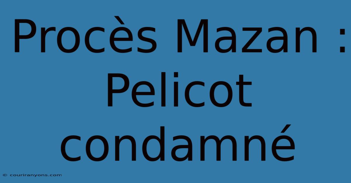 Procès Mazan : Pelicot Condamné