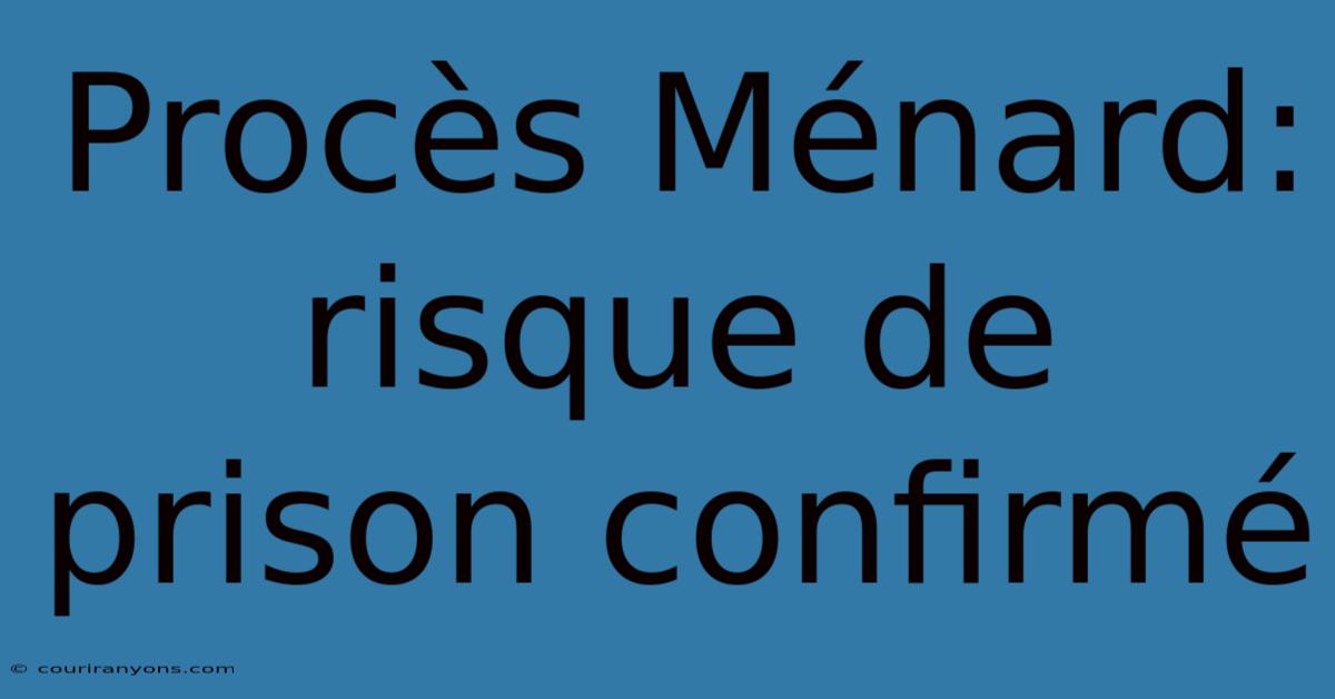 Procès Ménard: Risque De Prison Confirmé