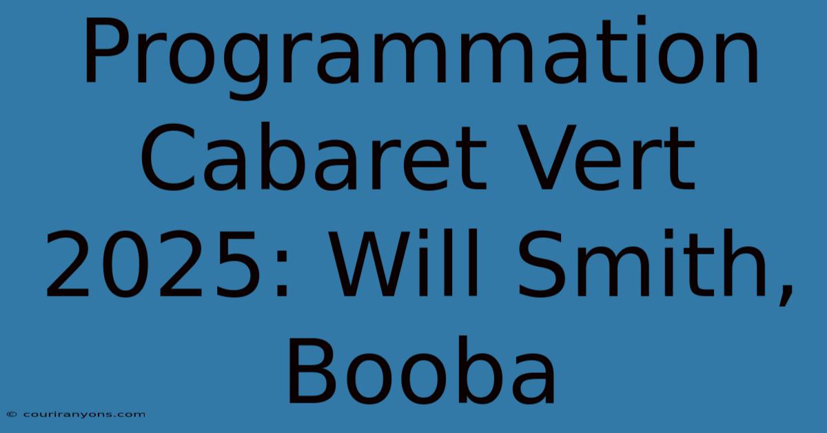 Programmation Cabaret Vert 2025: Will Smith, Booba