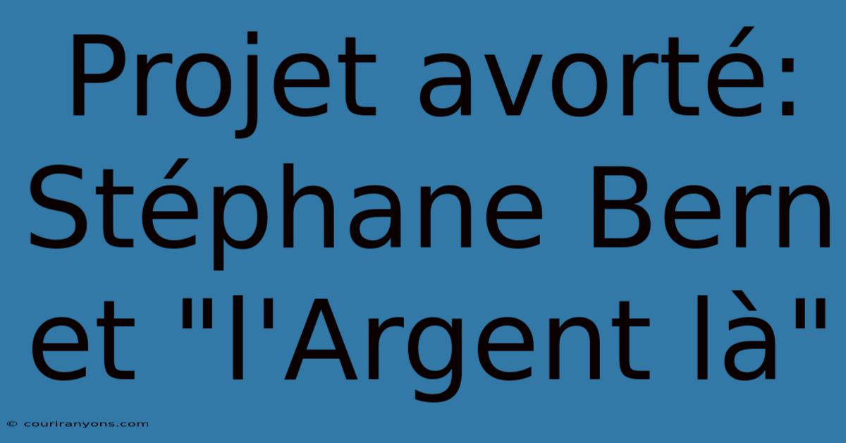 Projet Avorté: Stéphane Bern Et 