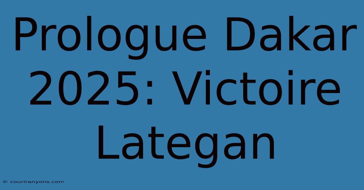 Prologue Dakar 2025: Victoire Lategan