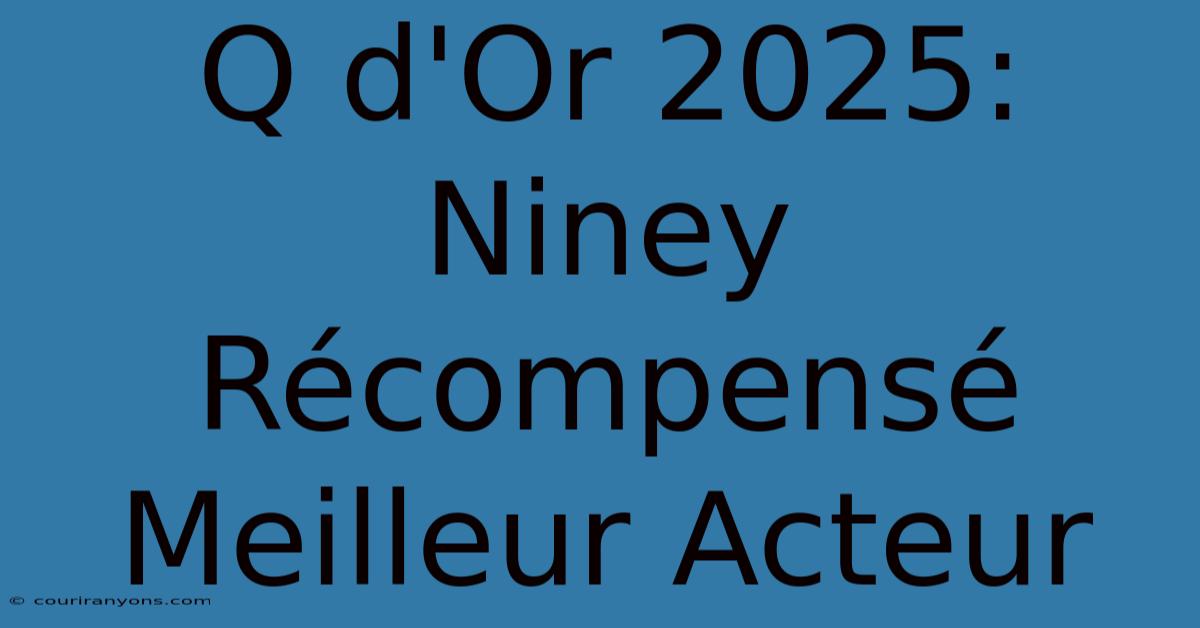 Q D'Or 2025: Niney Récompensé Meilleur Acteur