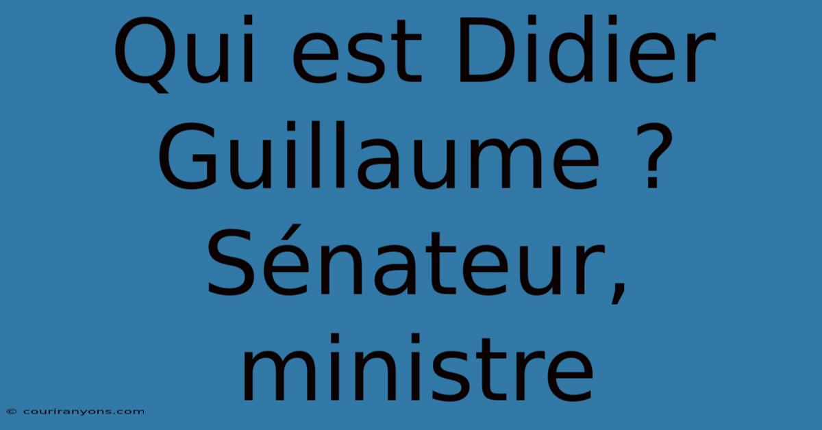 Qui Est Didier Guillaume ?  Sénateur, Ministre