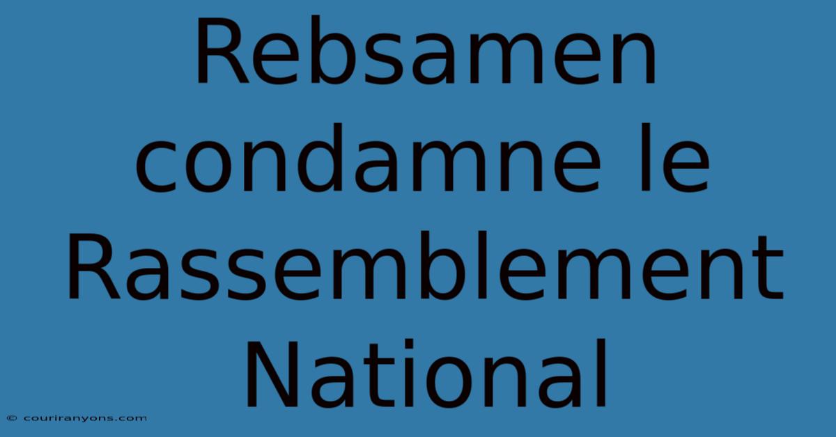 Rebsamen Condamne Le Rassemblement National