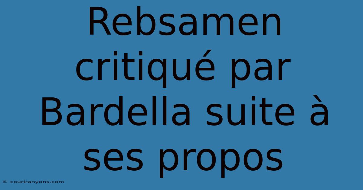 Rebsamen Critiqué Par Bardella Suite À Ses Propos