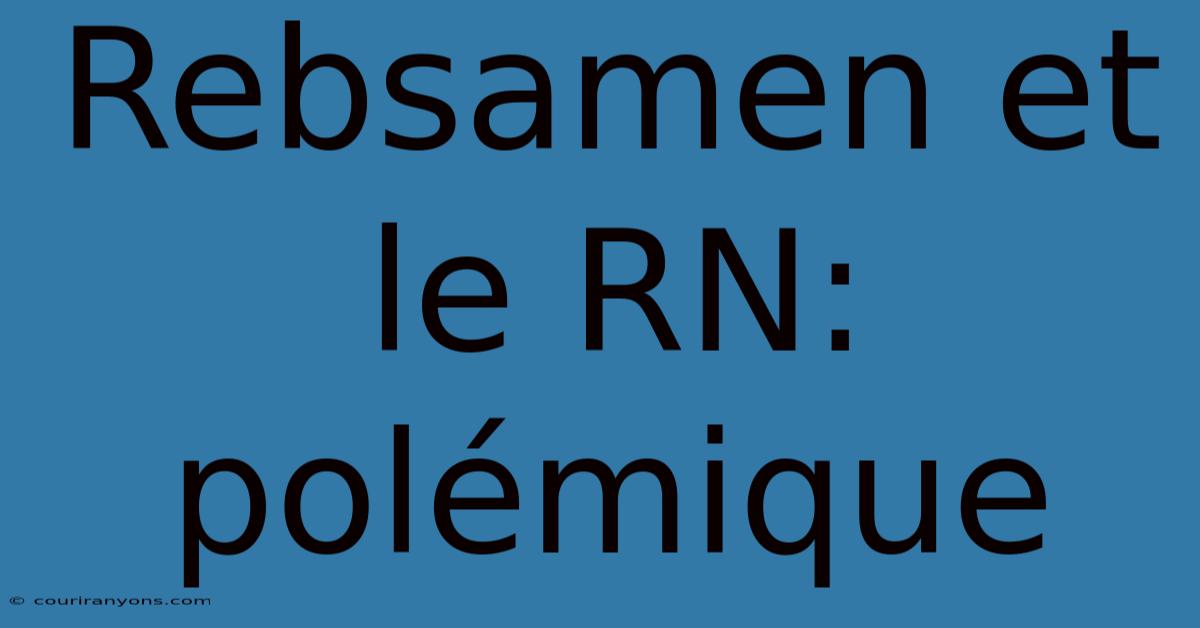 Rebsamen Et Le RN: Polémique