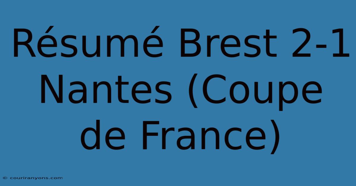 Résumé Brest 2-1 Nantes (Coupe De France)