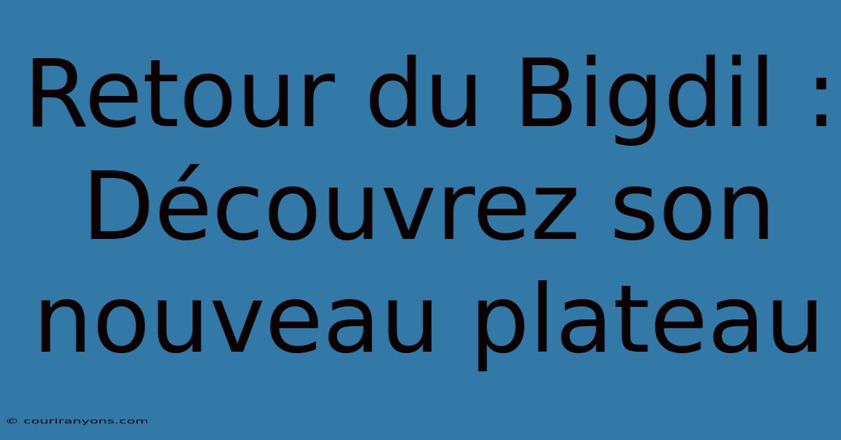 Retour Du Bigdil : Découvrez Son Nouveau Plateau