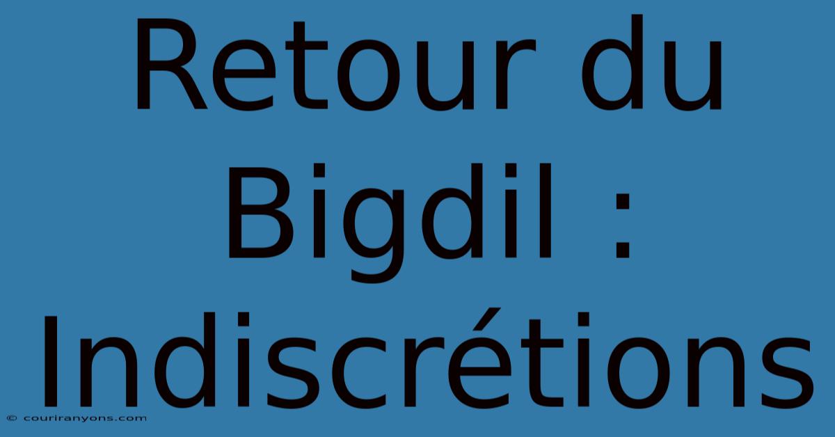 Retour Du Bigdil : Indiscrétions