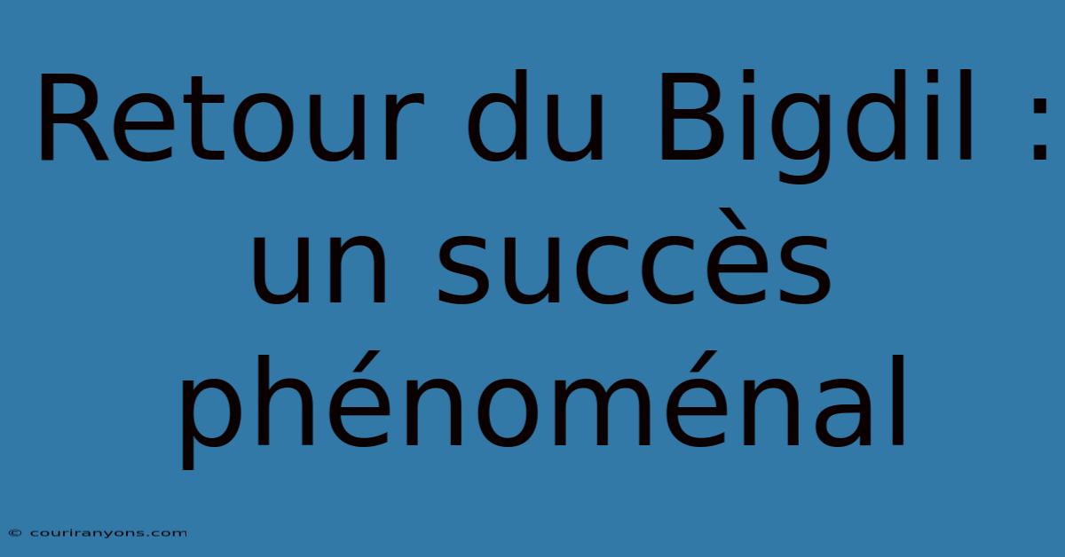 Retour Du Bigdil : Un Succès Phénoménal