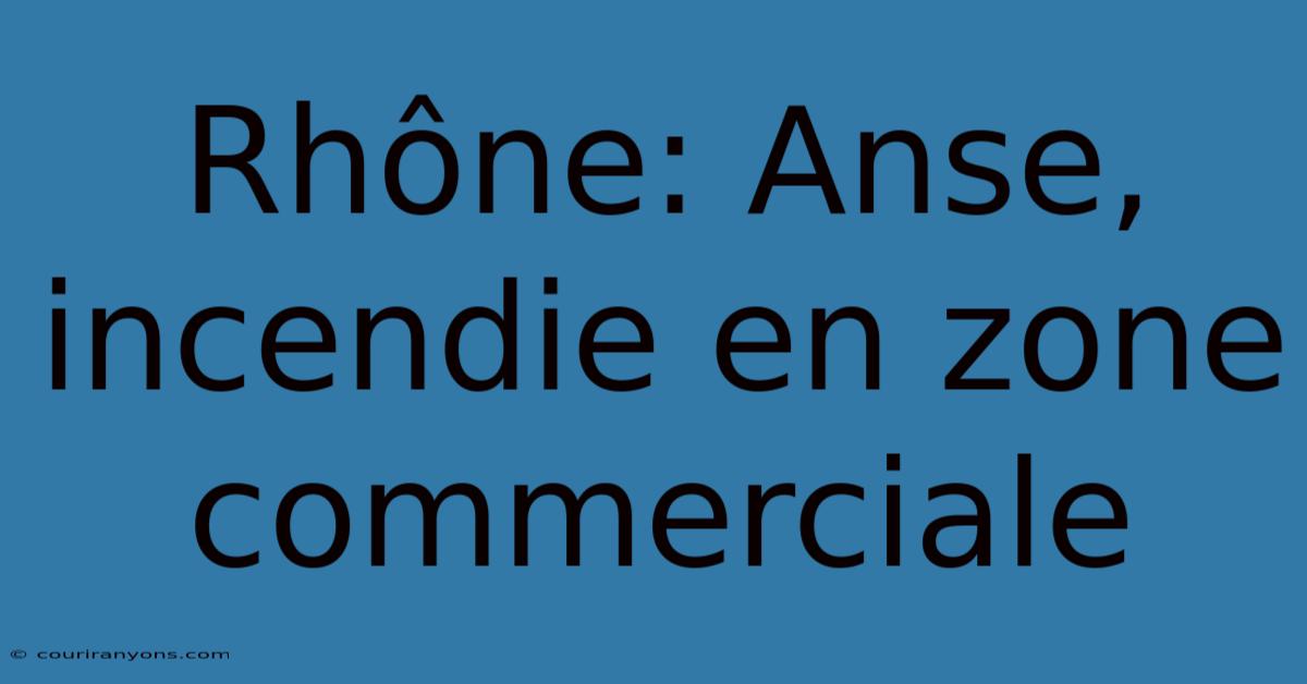 Rhône: Anse, Incendie En Zone Commerciale