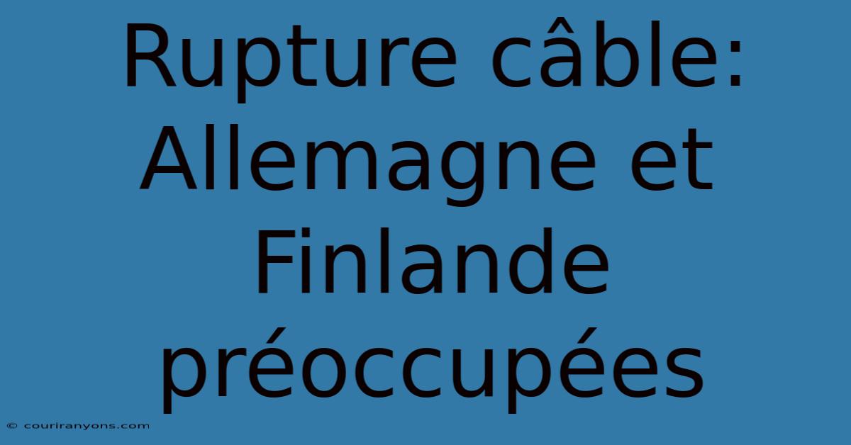 Rupture Câble: Allemagne Et Finlande Préoccupées