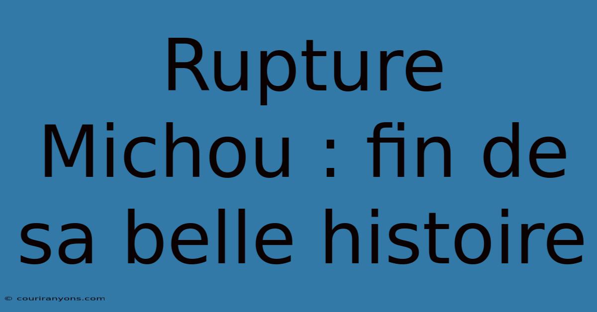 Rupture Michou : Fin De Sa Belle Histoire