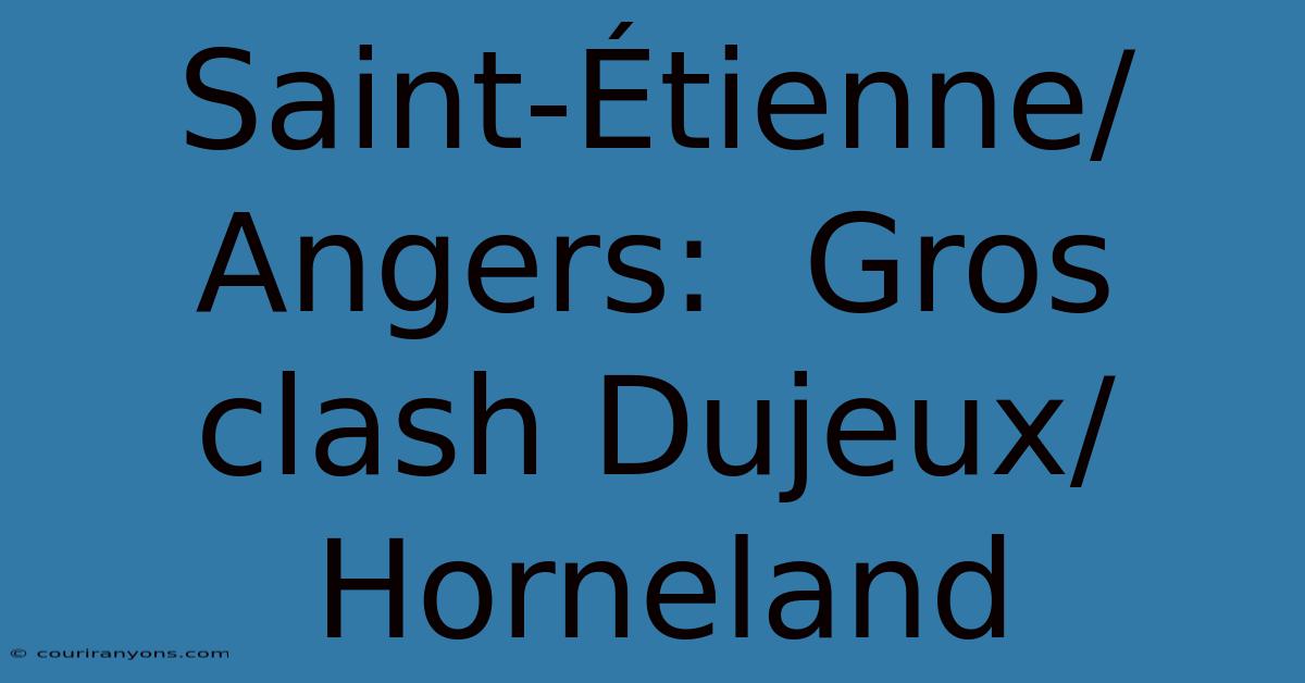 Saint-Étienne/Angers:  Gros Clash Dujeux/Horneland