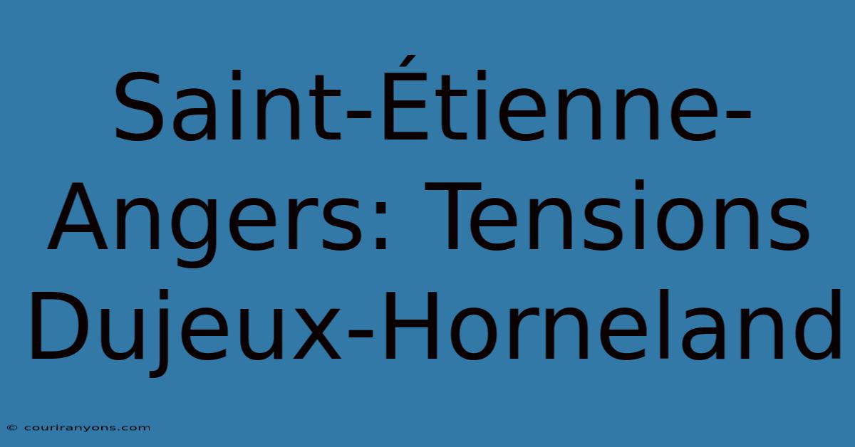 Saint-Étienne-Angers: Tensions Dujeux-Horneland