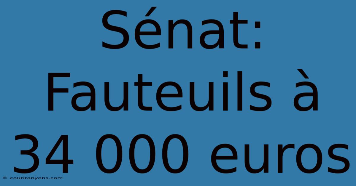 Sénat: Fauteuils À 34 000 Euros