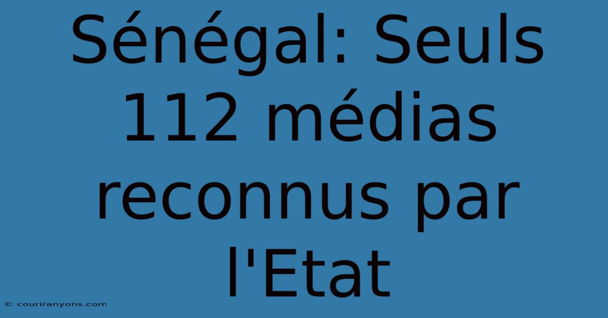 Sénégal: Seuls 112 Médias Reconnus Par L'Etat