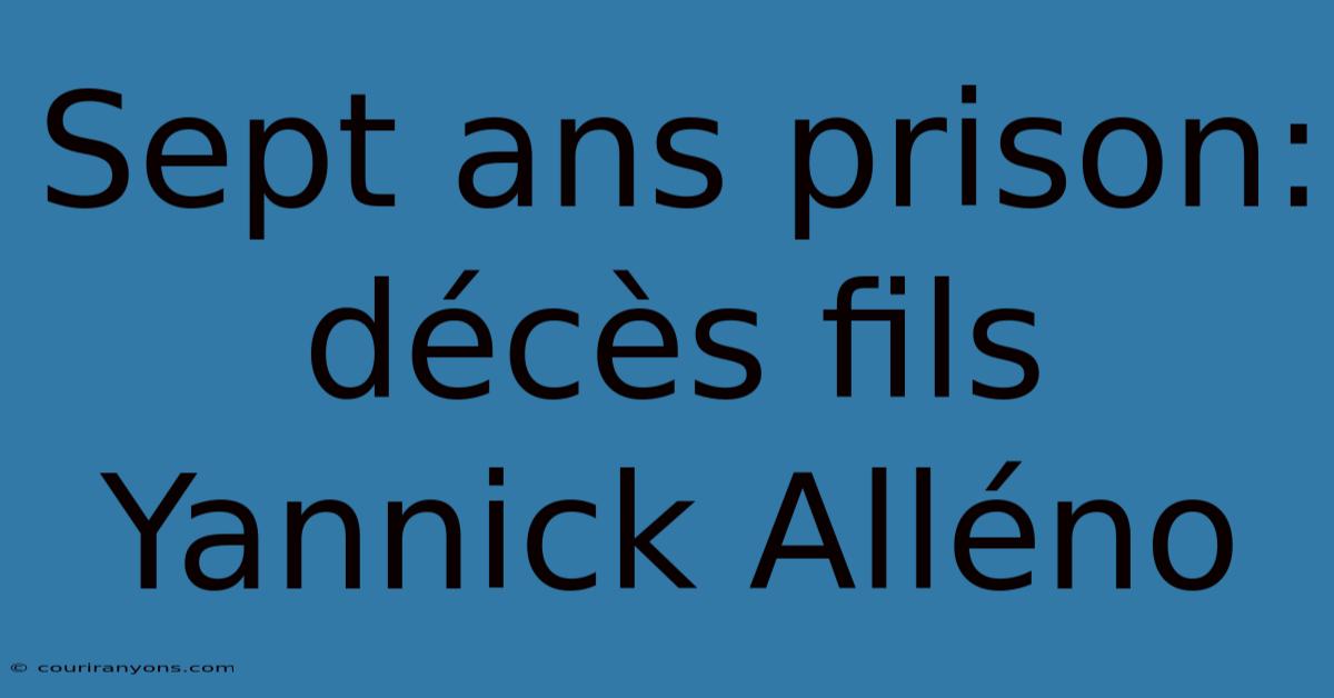 Sept Ans Prison: Décès Fils Yannick Alléno