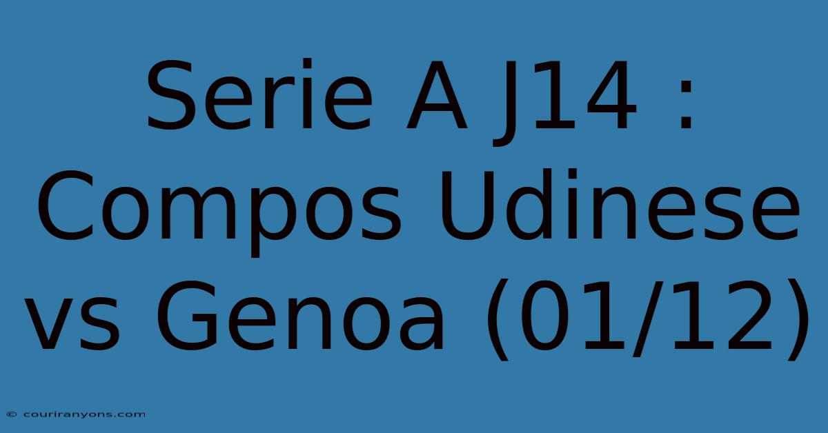 Serie A J14 : Compos Udinese Vs Genoa (01/12)